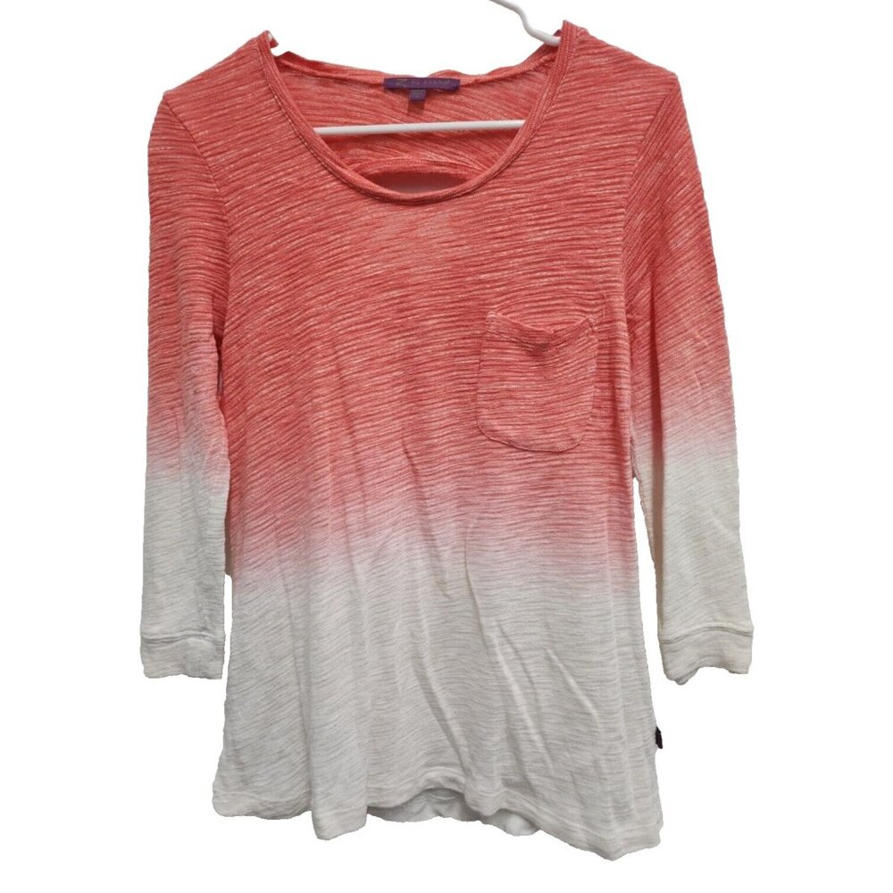 Z By Zobha‎ Top Womens Medium Coral Ombre 3/4 Sleeve Cutout Back Casual Hippie